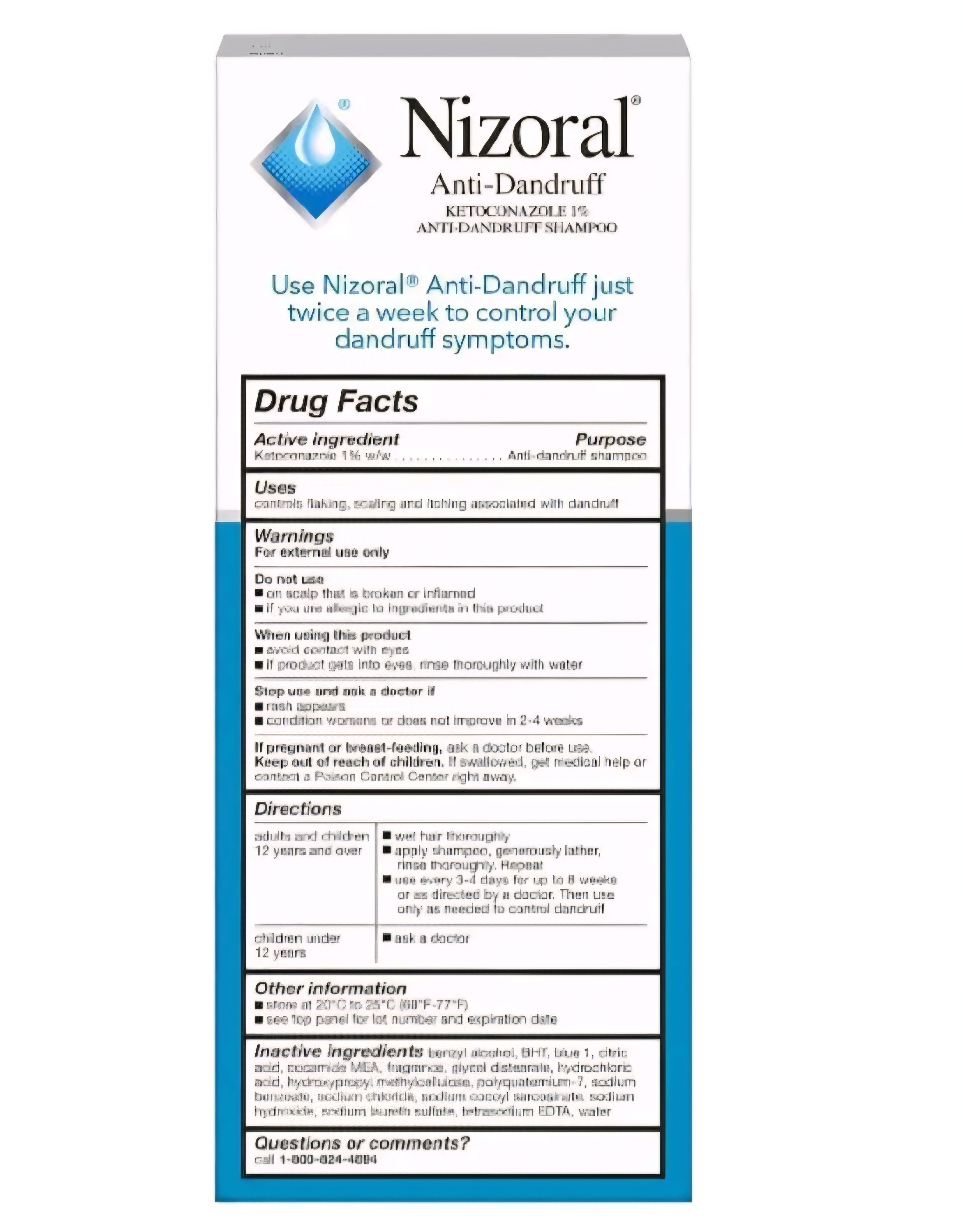 Nizoral Anti-Dandruff Shampoo with Ketoconazole 1%, Dry or greasy scaling of the scalp, relieves Scalp redness, itching-Perfect for Dry Flaky and Itchy Scalp,Treatment and Prevention of Dandruff-200ml