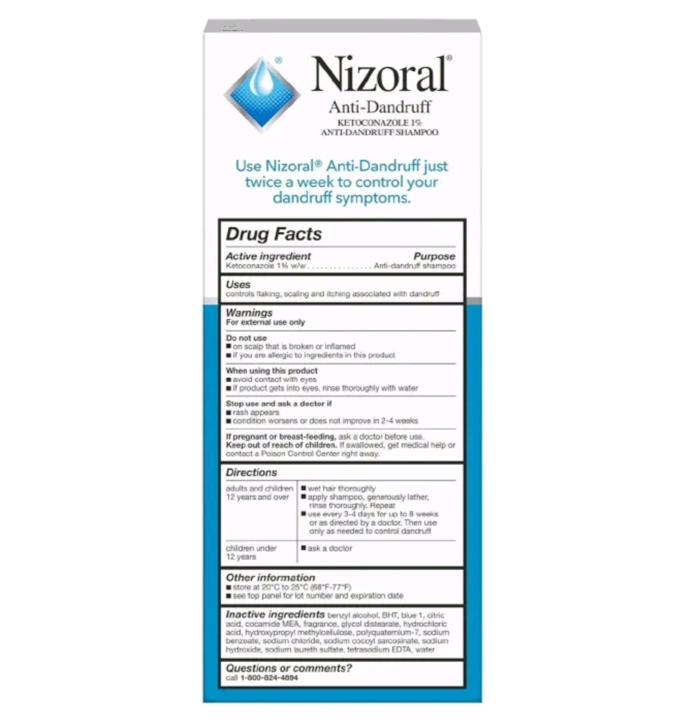 Nizoral Anti-Dandruff Shampoo with Ketoconazole 1%, Dry or greasy scaling of the scalp, relieves Scalp redness, itching-Perfect for Dry Flaky and Itchy Scalp,Treatment and Prevention of Dandruff-200ml