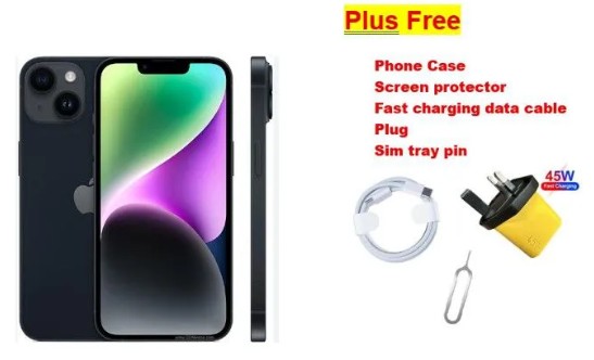 Apple iPhone 14 256GB | Grader A, Single Sim, Original Screen |  Unlocked | Free phone Case, Screen Protector, Fast Charging Cable and Plug,  Free Sim Slot Pin