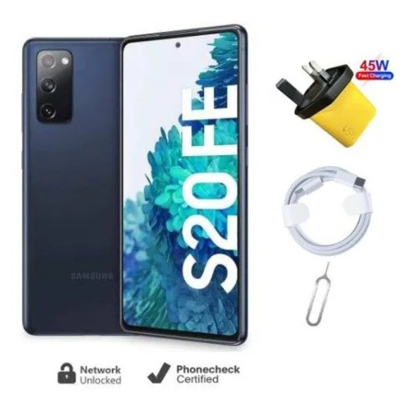 Refurbished Samsung Galaxy S20 FE, 128GB +6GB , DUAL SIM, With Original Screen, G780F/DS 6.5", Octa Core IP68, 4500mAh ,UNLOCKED,  Like New, Free SIM ejector pin, Fast Charging Data Cable, 45W, Plug