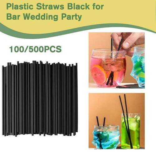 150 BPA-Free Black Plastic Drinking Straws - Eco-Friendly Party Supplies