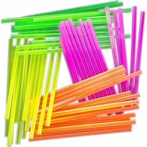 100 Neon Plastic Drinking Straws - 8" for Juice, Soda, Iced Tea - normal width (Not for Yoghurt, Milkshake or Porridge)