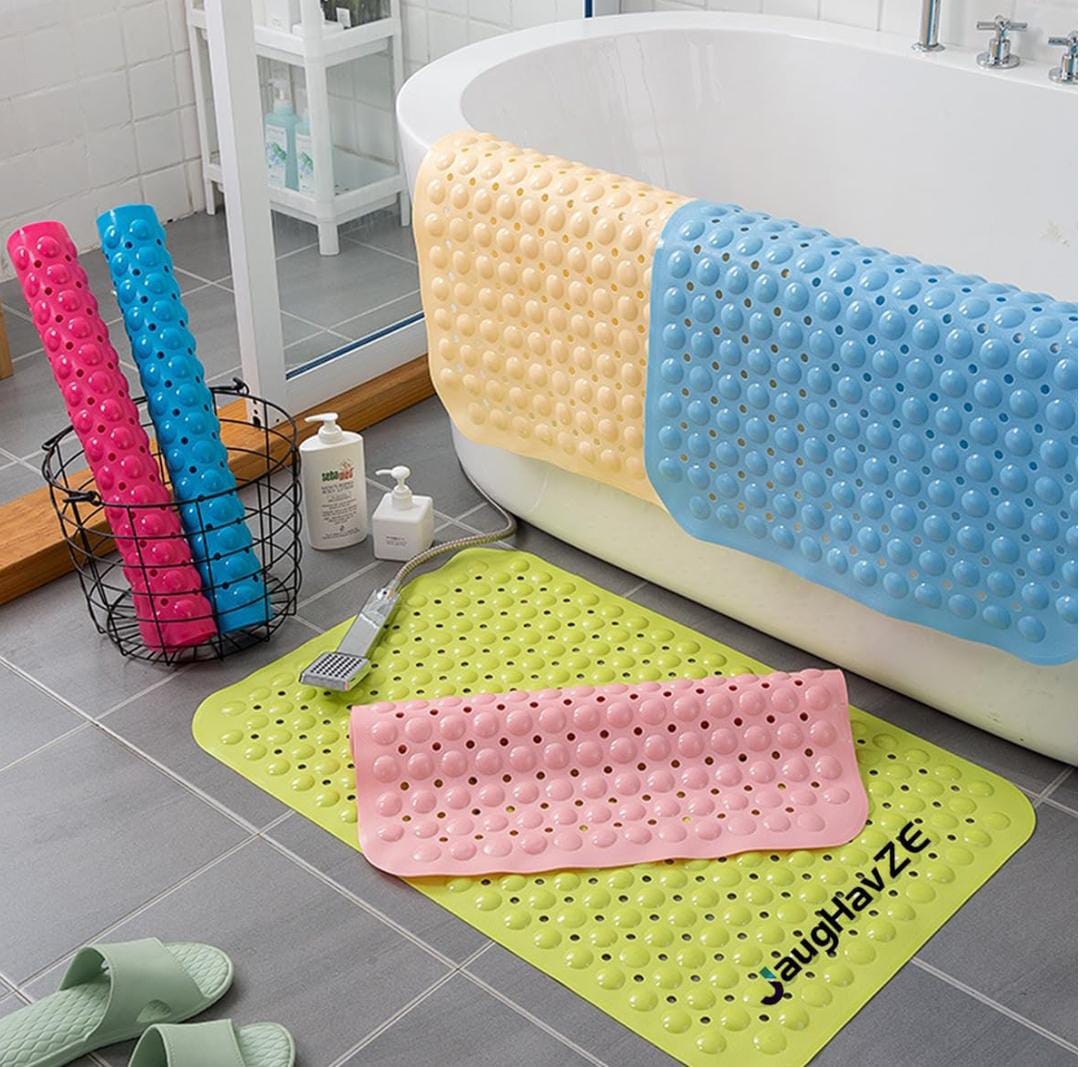 Non-Slip Bathtub Mat – Anti-Skid Rubber Shower Mat, Eco-Friendly TPE Bath Mat with Drain Holes