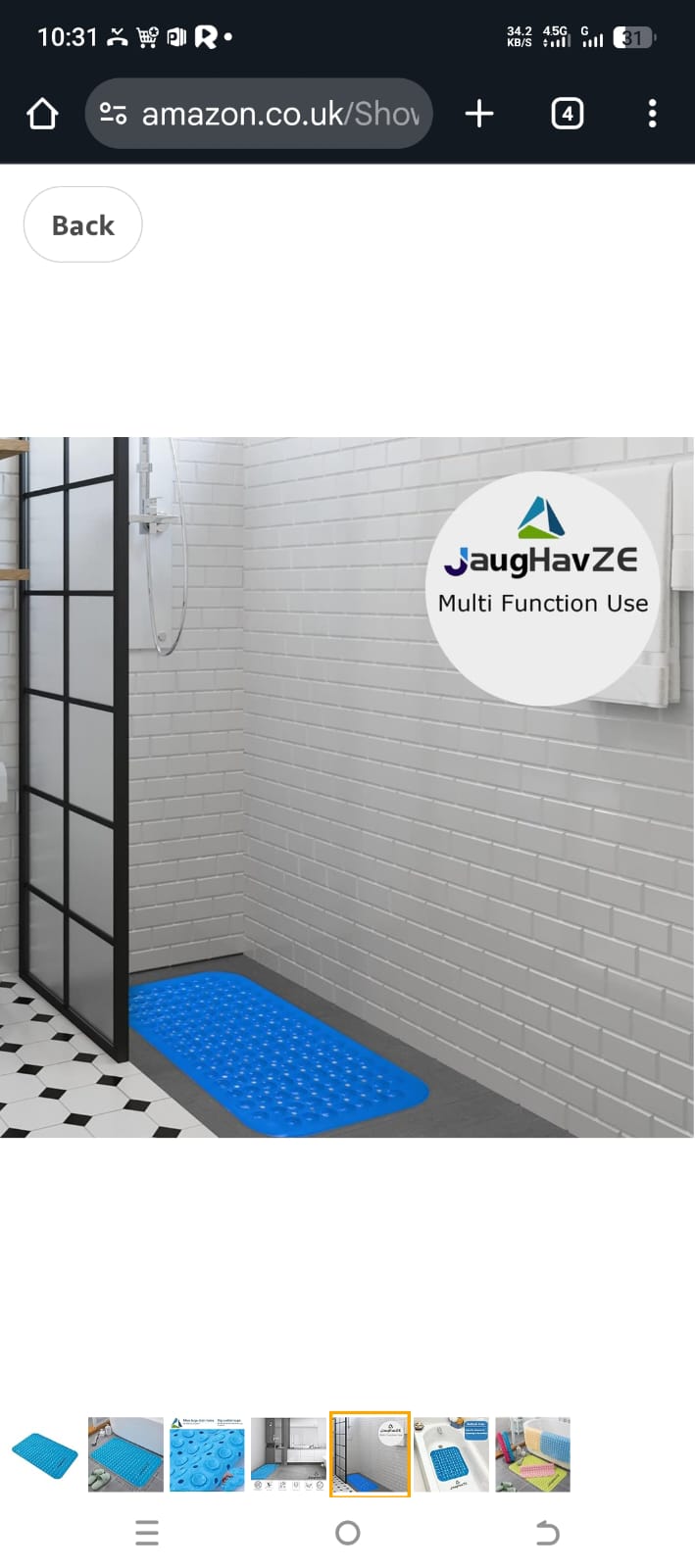 Non-Slip Bathtub Mat – Anti-Skid Rubber Shower Mat, Eco-Friendly TPE Bath Mat with Drain Holes
