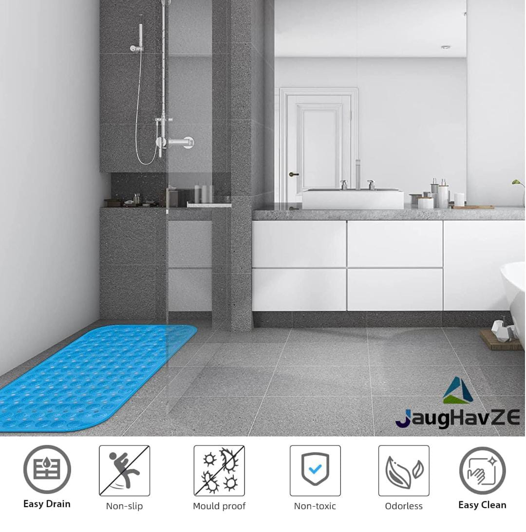 Non-Slip Bathtub Mat – Anti-Skid Rubber Shower Mat, Eco-Friendly TPE Bath Mat with Drain Holes