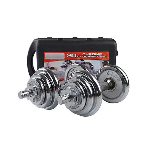 20KG Antislip & Adjustable Chrome Dumbell with Case for Home/Gym Workouts/ Exercises/Strength Training