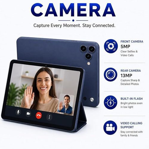 Modio M136 8 Inch Android 16.0 Tablet, 8GB RAM 512GB Storage, 5000mAh Battery, 20MP Rear Camera, 8MP Front Camera, IPS HD Display, Dual SIM, Wi-Fi, Keyboard, Mouse & Stylus Included (Blue)