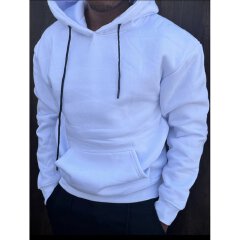 Men's Plain Fleece Drawstring Hoodie - Thick Fleece Lined Hooded Pullover Sweater, Cozy Cold Weather Casual Hoodie, Gents Streetwear Top, Unisex Hoodies & Sweatshirts, Men's Fashion Clothing