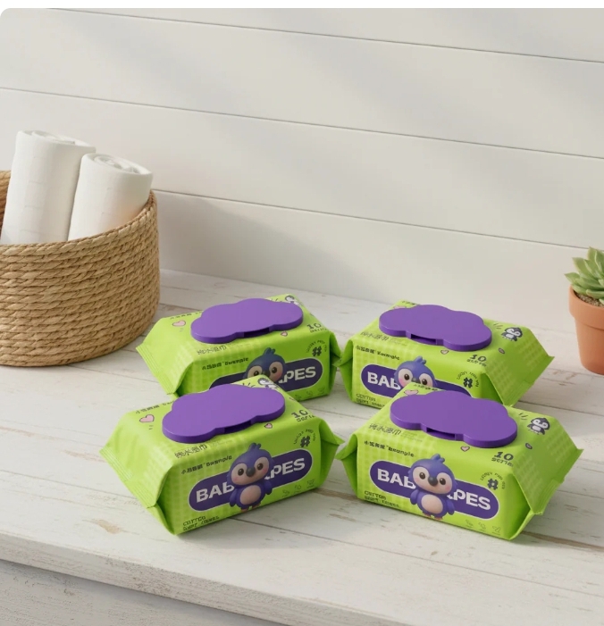 Affordable cotton baby wipes , no irritation on your baby's skin, 100pcs . Get 4 pieces each 100 wipes