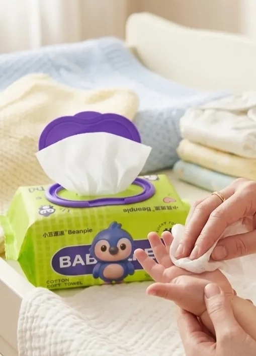 Affordable cotton baby wipes , no irritation on your baby's skin, 100pcs . Get 4 pieces each 100 wipes