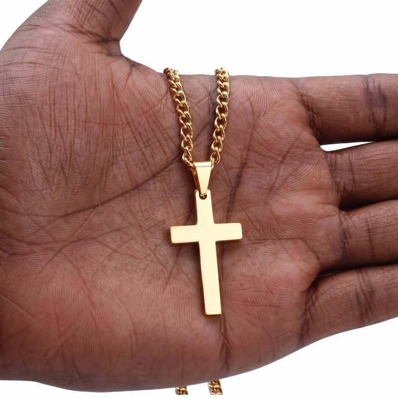PINCHUAN Cross Necklace for Men Light Sensing Pendant Necklace Necklace Length 60cm Hip Hop Necklace