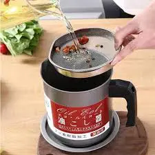 1.4L Strainer Oil Cooking Oil Filter Storage Oil Container Leakage Proof Oil Strainer Kitchen Oil Tank Cooking Oil Stainless-Steel Oil Filter Storage .Designed to remove food particles and impurities.