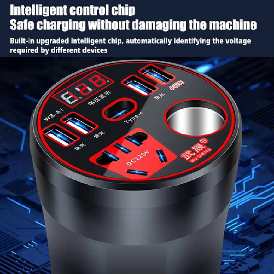 200W Multi-function Car Power Inverter 12V/24V To 220V Converter Led Display Charger Socket Fast Charging Car Accessories