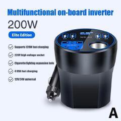 200W Multi-function Car Power Inverter 12V/24V To 220V Converter Led Display Charger Socket Fast Charging Car Accessories