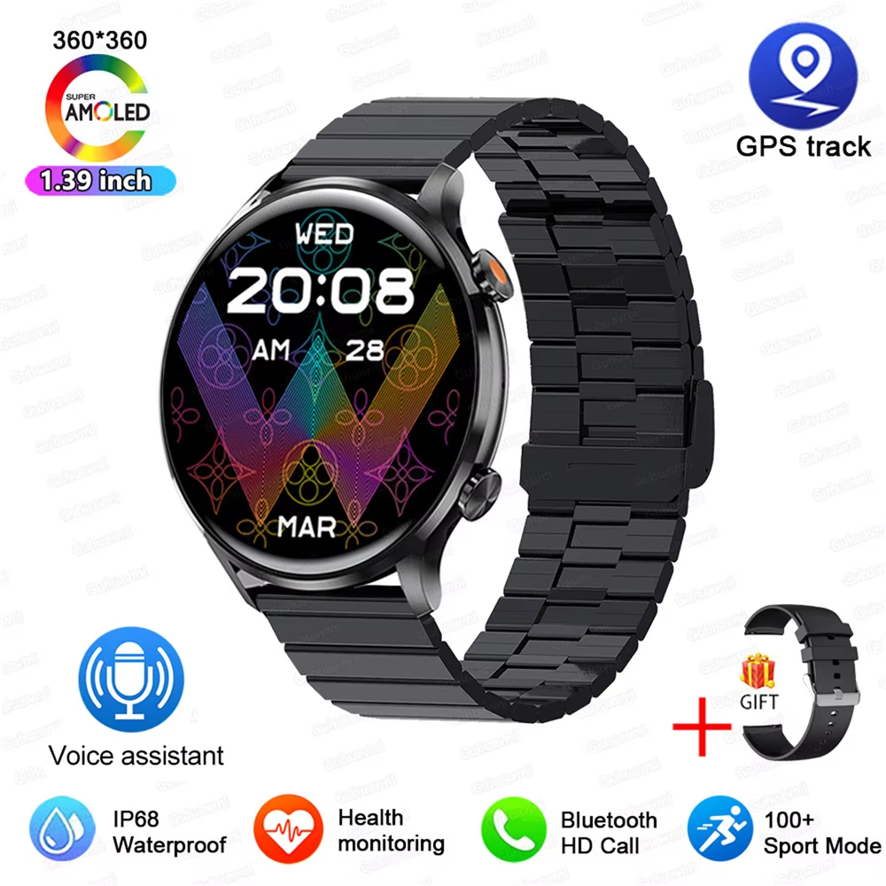 MX40 New Smartwatch Women AMOLED HD Screen Always On Display Bluetooth Call IP68 Waterproof GPS Smart Men Watch For Android ios