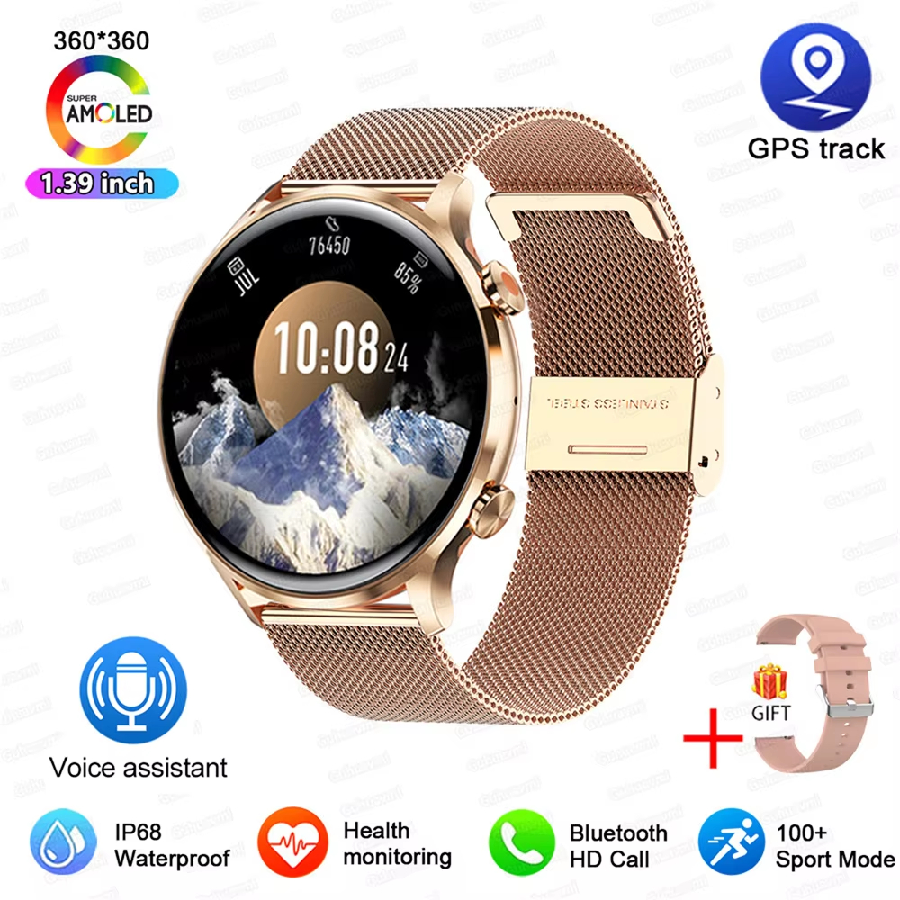 MX40 New Smartwatch Women AMOLED HD Screen Always On Display Bluetooth Call IP68 Waterproof GPS Smart Men Watch For Android ios