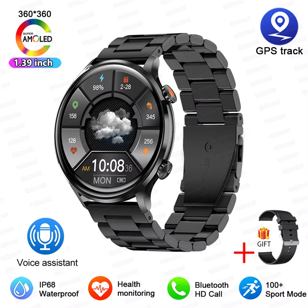 MX40 New Smartwatch Women AMOLED HD Screen Always On Display Bluetooth Call IP68 Waterproof GPS Smart Men Watch For Android ios