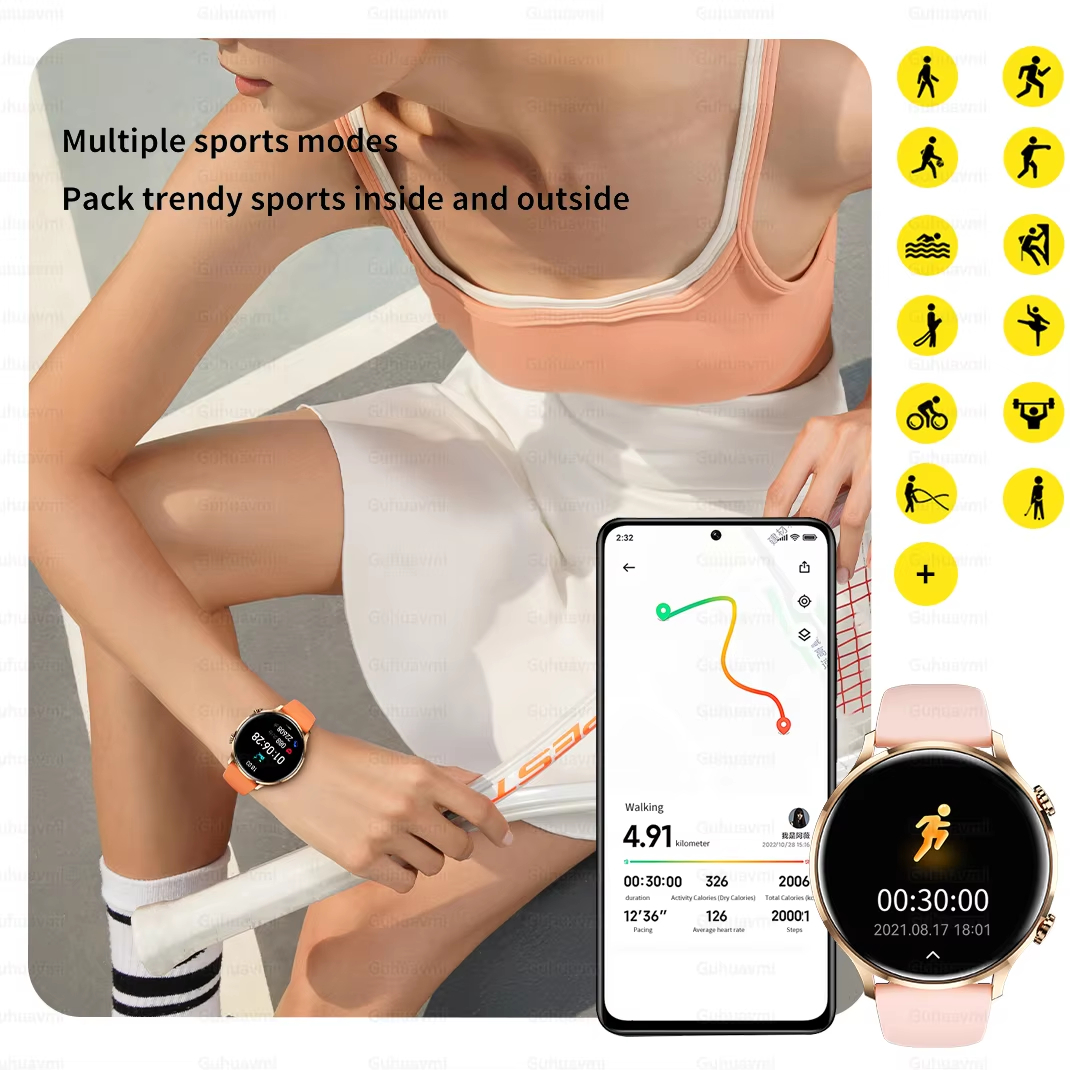 MX40 New Smartwatch Women AMOLED HD Screen Always On Display Bluetooth Call IP68 Waterproof GPS Smart Men Watch For Android ios