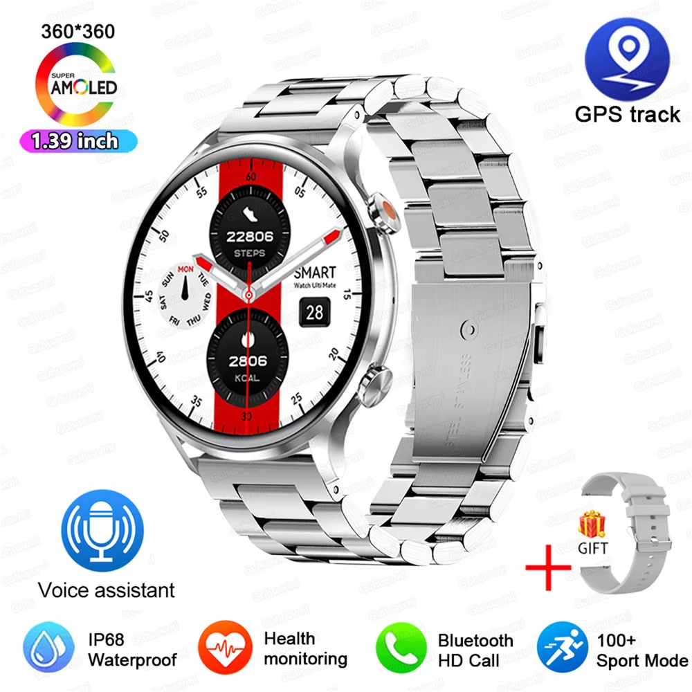 MX40 New Smartwatch Women AMOLED HD Screen Always On Display Bluetooth Call IP68 Waterproof GPS Smart Men Watch For Android ios
