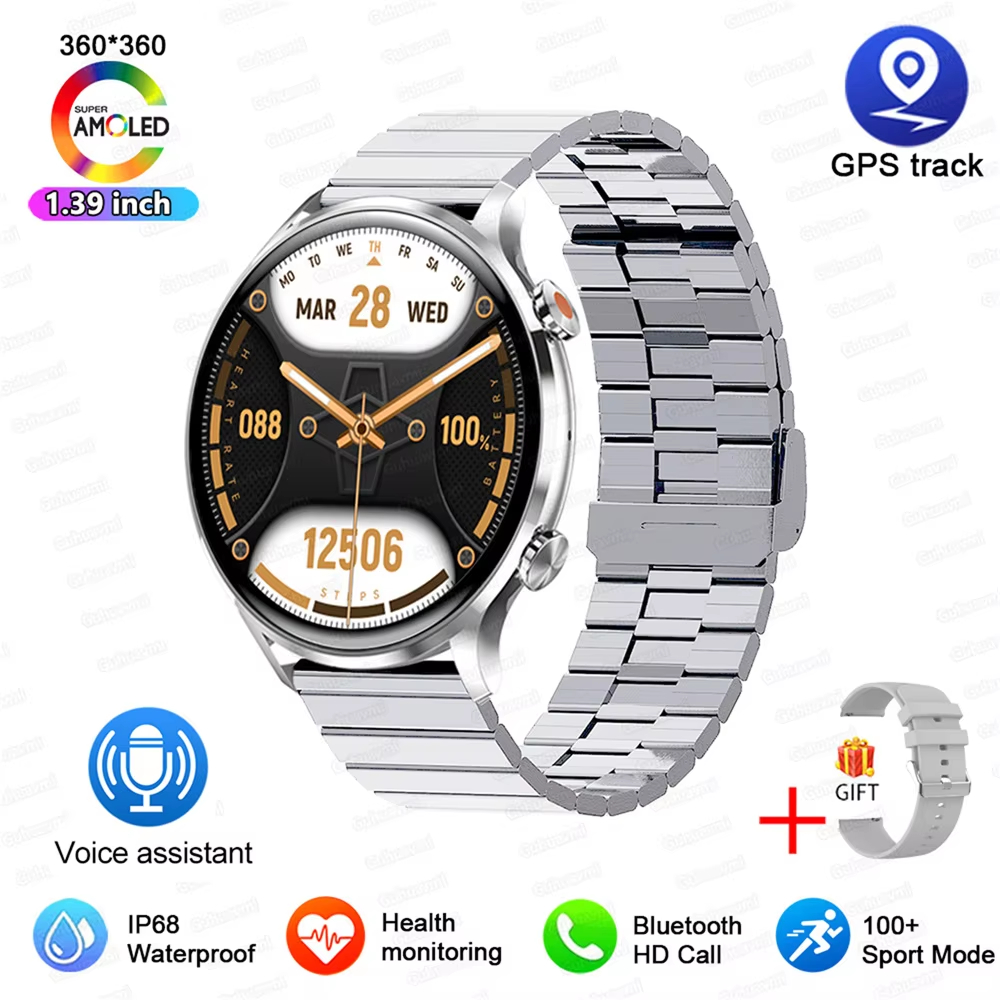 MX40 New Smartwatch Women AMOLED HD Screen Always On Display Bluetooth Call IP68 Waterproof GPS Smart Men Watch For Android ios