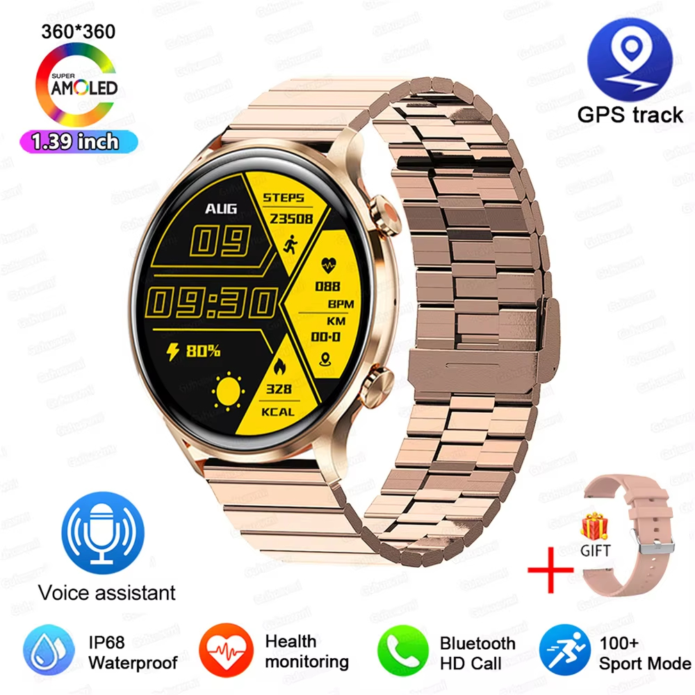 MX40 New Smartwatch Women AMOLED HD Screen Always On Display Bluetooth Call IP68 Waterproof GPS Smart Men Watch For Android ios