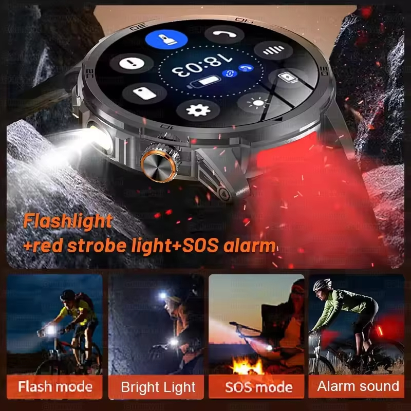 Military T-Rex 3 Smart Watch Fitness Clock Men 466*466 AMOLED Screen 1000mAh Battery outdoor Flashlight Bluetooth Calling Waterproof Smartwatches Health Management AI Voice Assistant