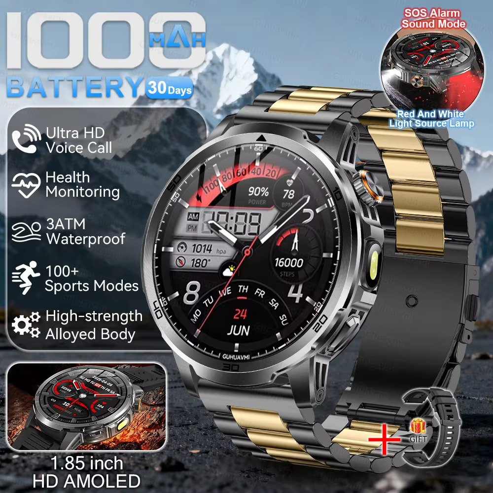 Military T-Rex 3 Smart Watch Fitness Clock Men 466*466 AMOLED Screen 1000mAh Battery outdoor Flashlight Bluetooth Calling Waterproof Smartwatches Health Management AI Voice Assistant