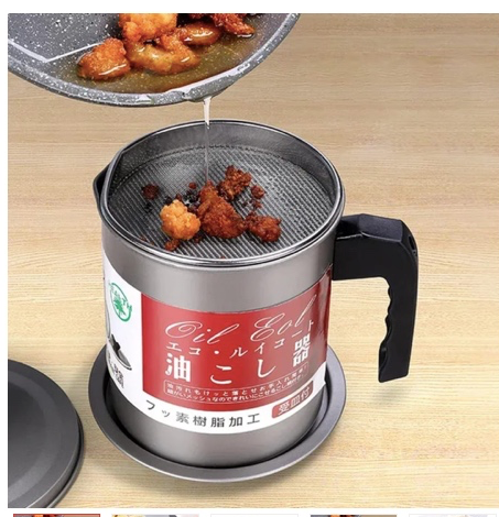 1.4L Strainer Oil Cooking Oil Filter Storage Oil Container Leakage Proof Oil Strainer Kitchen Oil Tank Cooking Oil Stainless-Steel Oil Filter Storage .Designed to remove food particles and impurities.