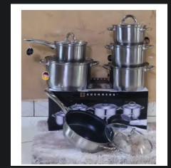 Edenberg 12 Pcs Stainless Steel Cookware Set 🍲✨ Sufuria Set with Glass Lids, Saucepan & Frying Pan for Home Kitchen Cooking