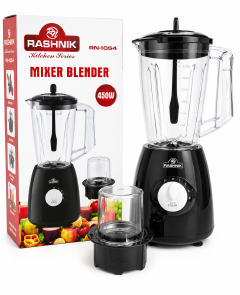 🥤🖤 RASHNIK RN-1054 2-in-1 Mixer Blender & Grinder ⚡ | 450W Powerful Motor 💪 | 1.75L Large Capacity Blender Jar 🍓🥭 | Multi-Speed Control with Auto Clean 🔄 | Dry Grinder for Coffee, Spices & Nuts