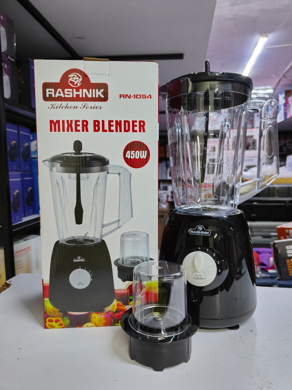 🖤🍹 Rashnik 450W Mixer Blender – Blend, Grind & Create Delicious Recipes with Ease! ⚡🥤🥜 Featuring a powerful 450W motor, durable stainless steel blades, a large blending jar, multi-speed control wi