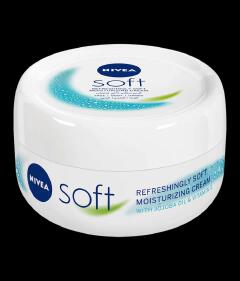 Nivea Soft Moisturizering Cream for Face, Body and Hands. Vitamin E and Jojoba moisturizer. Face moisturizer for dry skin.