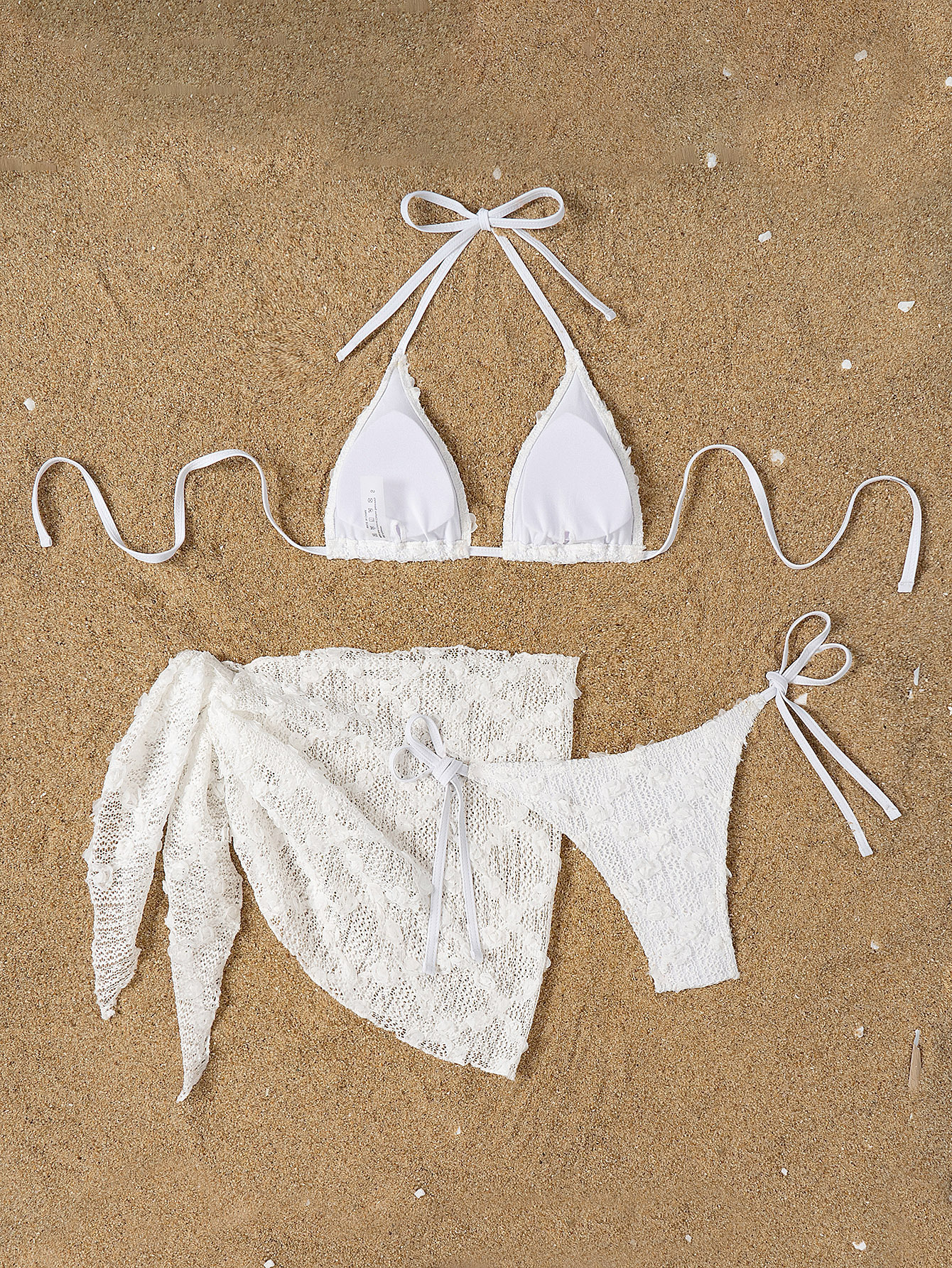 2025 New Split Bikini Mesh Sexy Slim Fit Neck Strap Swimsuit Women's Swimsuit 3Pcs Bikini Set R0170