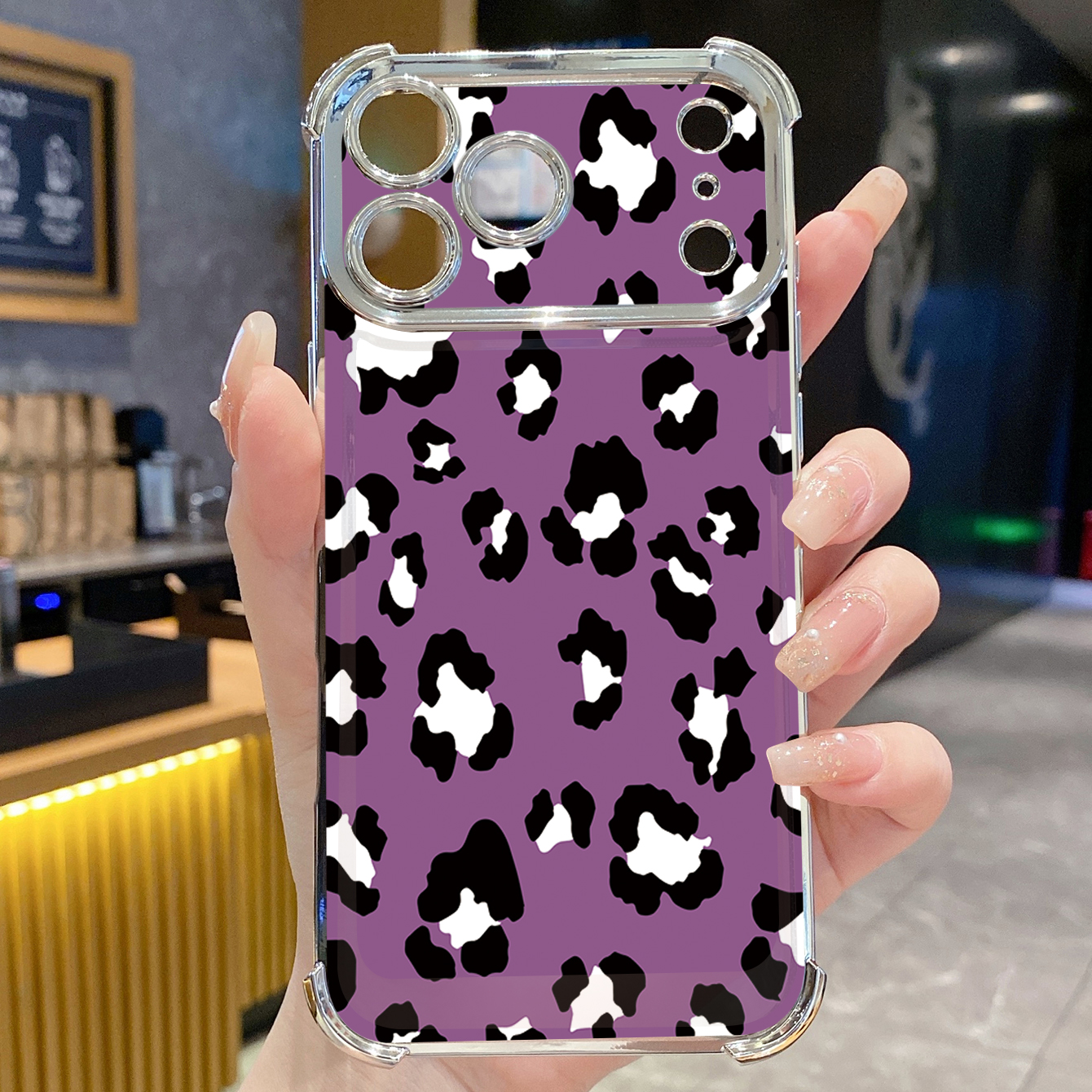 for iPhone 17 Pro Max 16 15 14 Plus Plating Phone Case Shockproof Cover Leopard