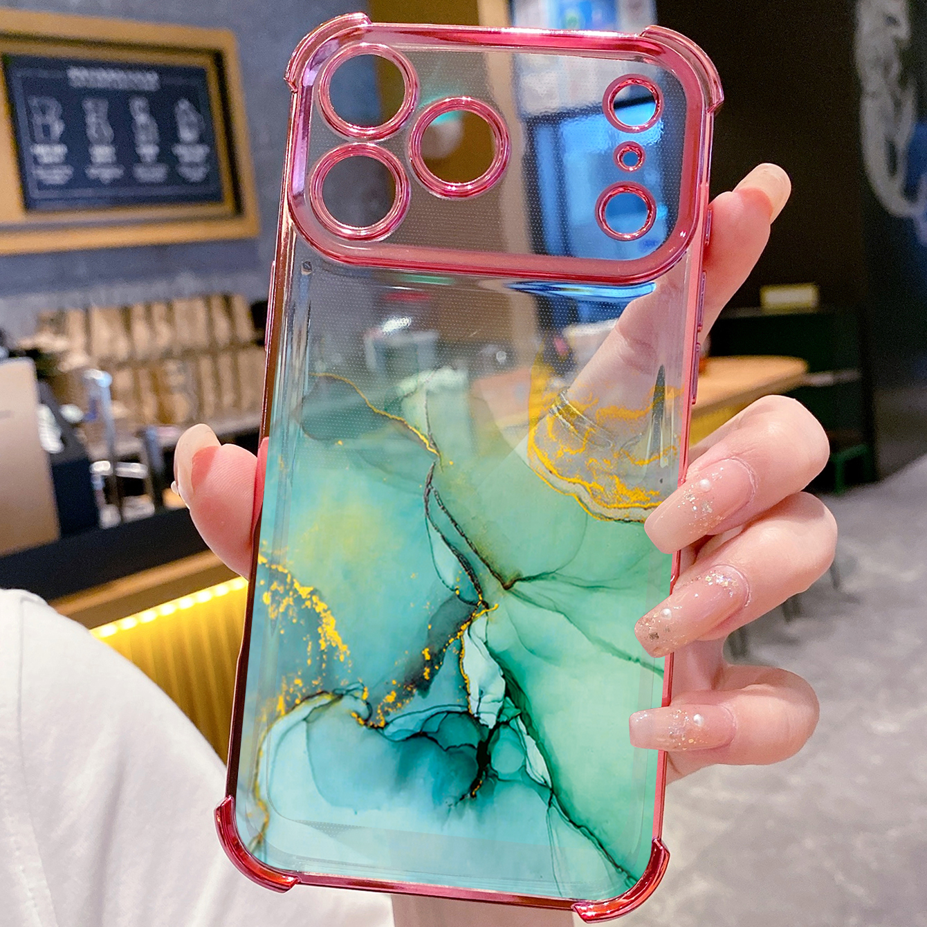 for iPhone 17 Pro Max 16 15 14 Plus Plating Phone Case Shockproof Cover Gradient Painting