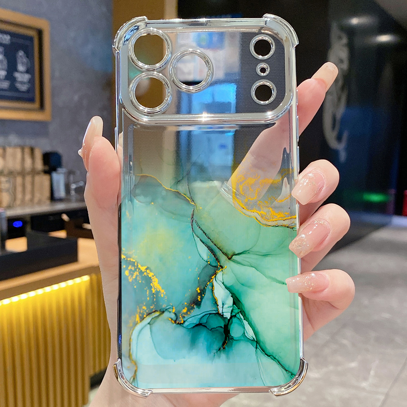 for iPhone 17 Pro Max 16 15 14 Plus Plating Phone Case Shockproof Cover Gradient Painting