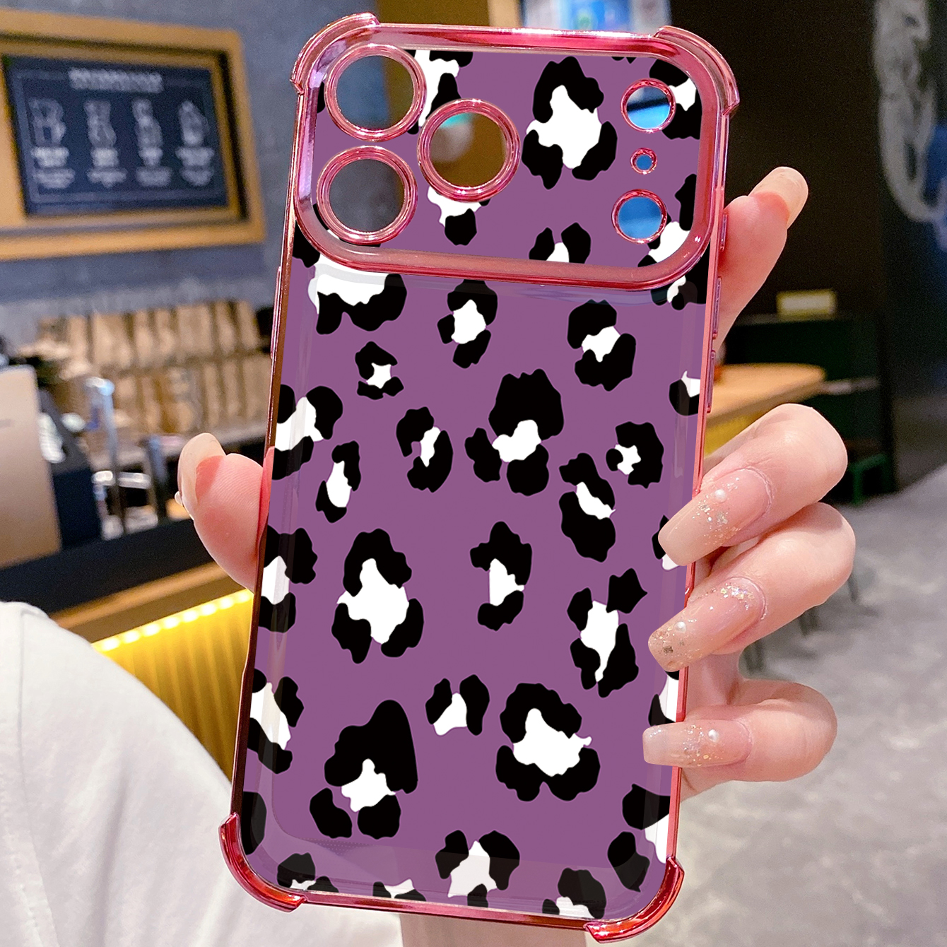 for iPhone 17 Pro Max 16 15 14 Plus Plating Phone Case Shockproof Cover Leopard