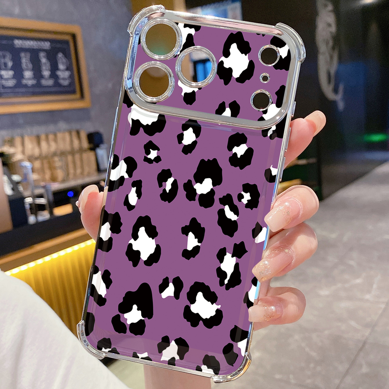 for iPhone 17 Pro Max 16 15 14 Plus Plating Phone Case Shockproof Cover Leopard