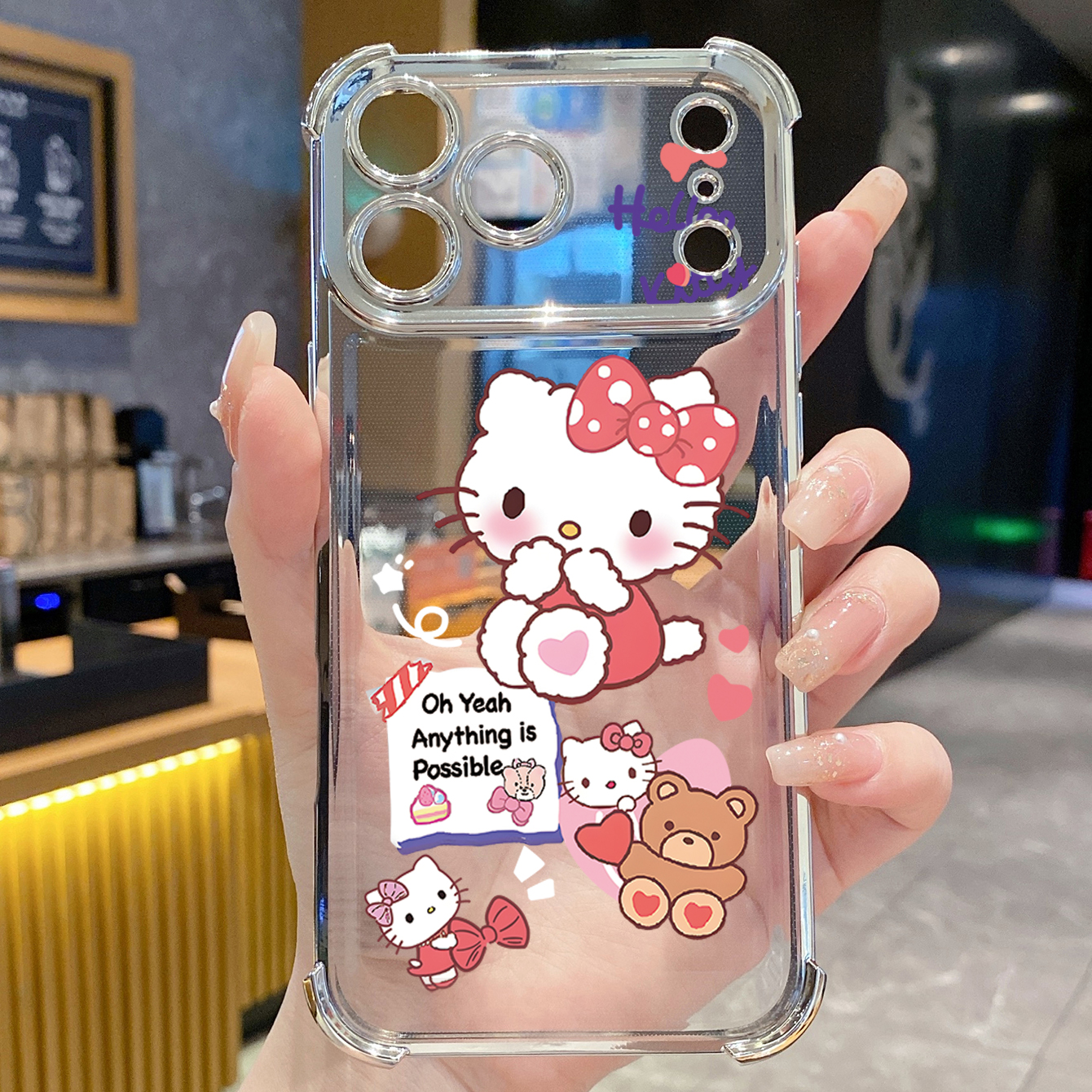 for iPhone 17 Pro Max 16 15 14 Plus Plating Phone Case Shockproof Cover Cute HelloKitty