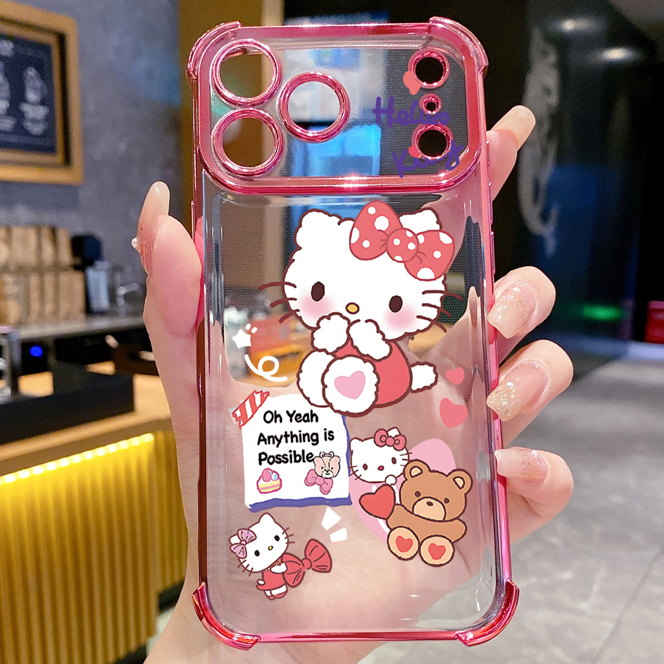 for iPhone 17 Pro Max 16 15 14 Plus Plating Phone Case Shockproof Cover Cute HelloKitty