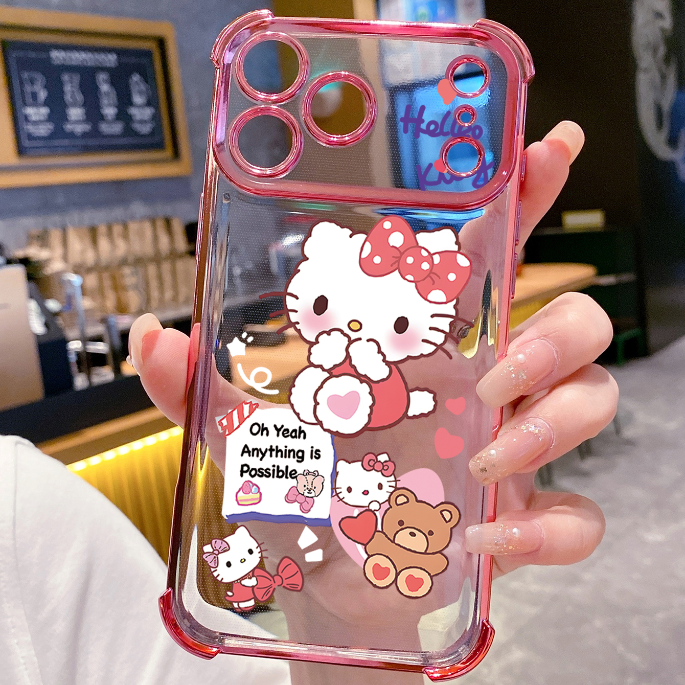 for iPhone 17 Pro Max 16 15 14 Plus Plating Phone Case Shockproof Cover Cute HelloKitty