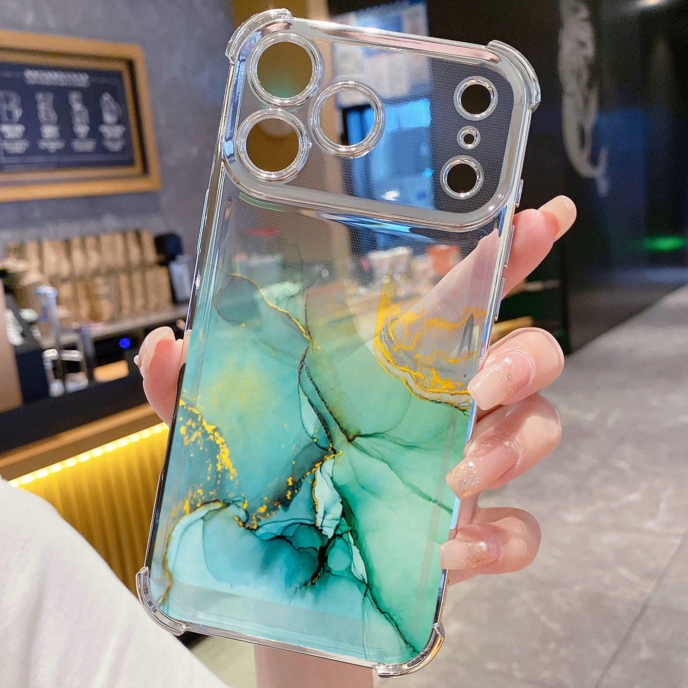 for iPhone 17 Pro Max 16 15 14 Plus Plating Phone Case Shockproof Cover Gradient Painting