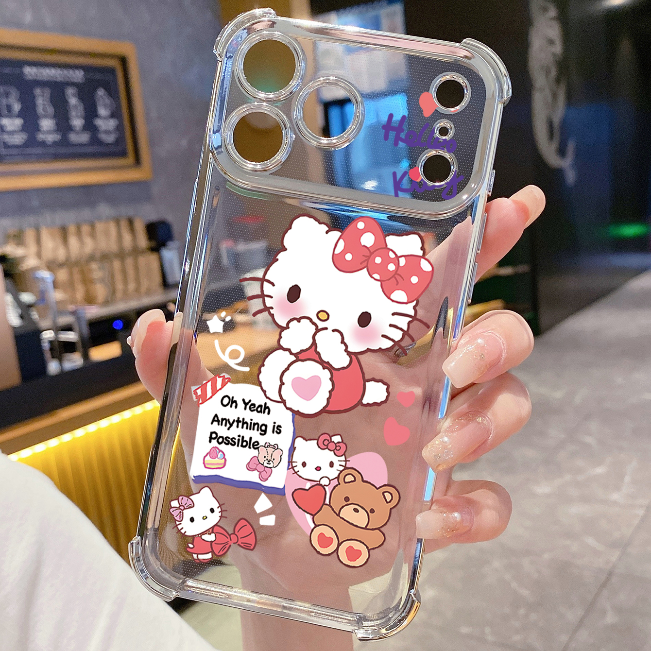 for iPhone 17 Pro Max 16 15 14 Plus Plating Phone Case Shockproof Cover Cute HelloKitty