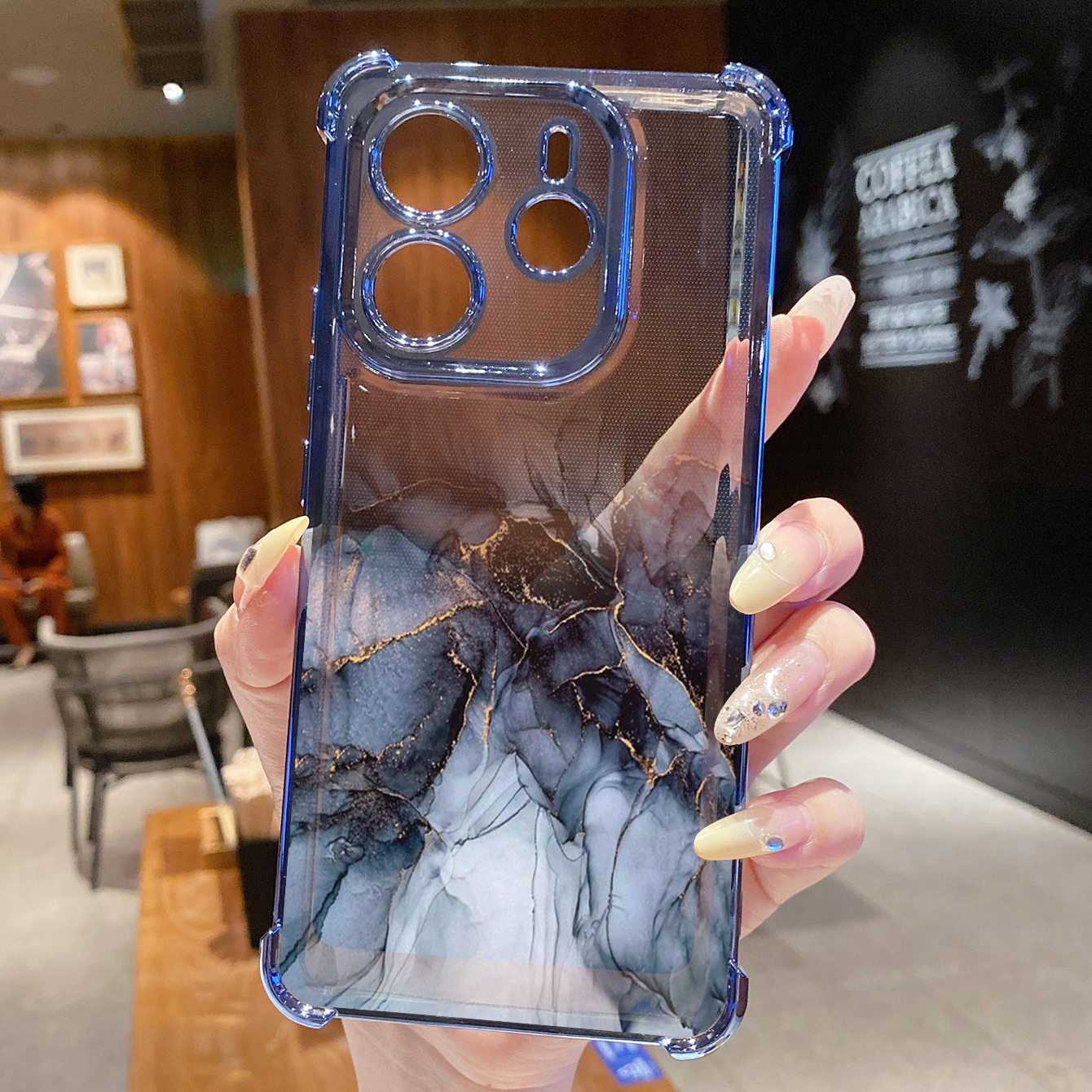 for Redmi Note 14 Pro 14C 13C POCO X7 Plating Phone Case Shockproof Cover Gradient Painting