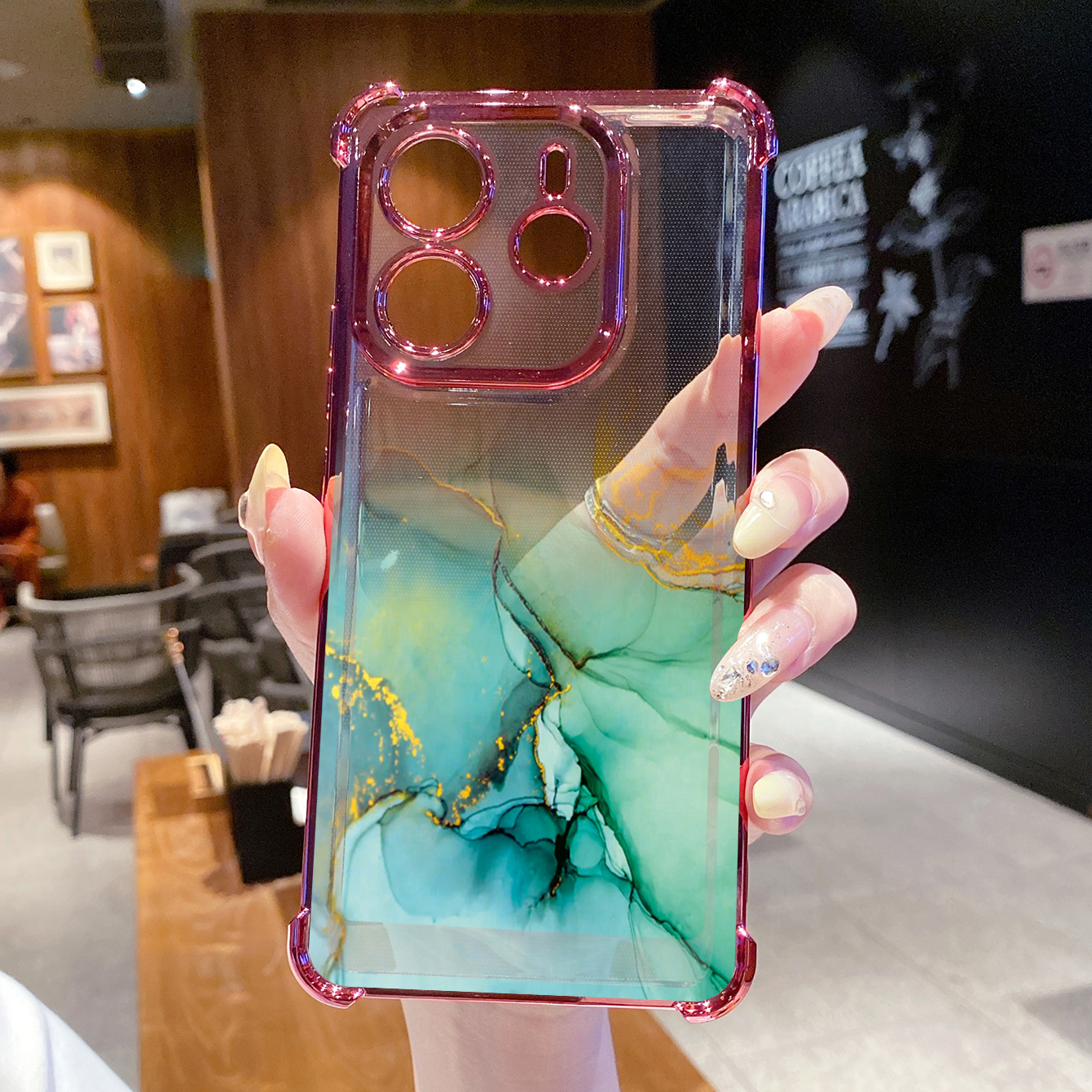 for Redmi Note 14 Pro 14C 13C POCO X7 Plating Phone Case Shockproof Cover Gradient Painting