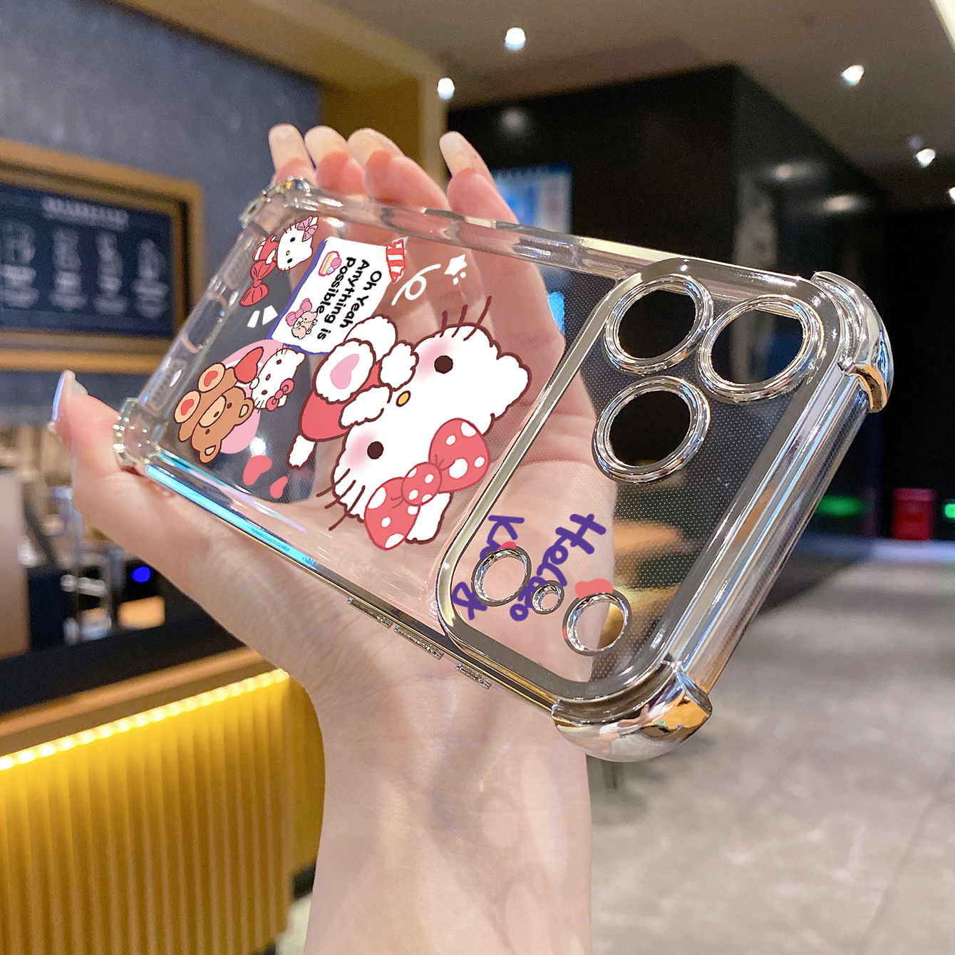 for iPhone 17 Pro Max 16 15 14 Plus Plating Phone Case Shockproof Cover Cute HelloKitty
