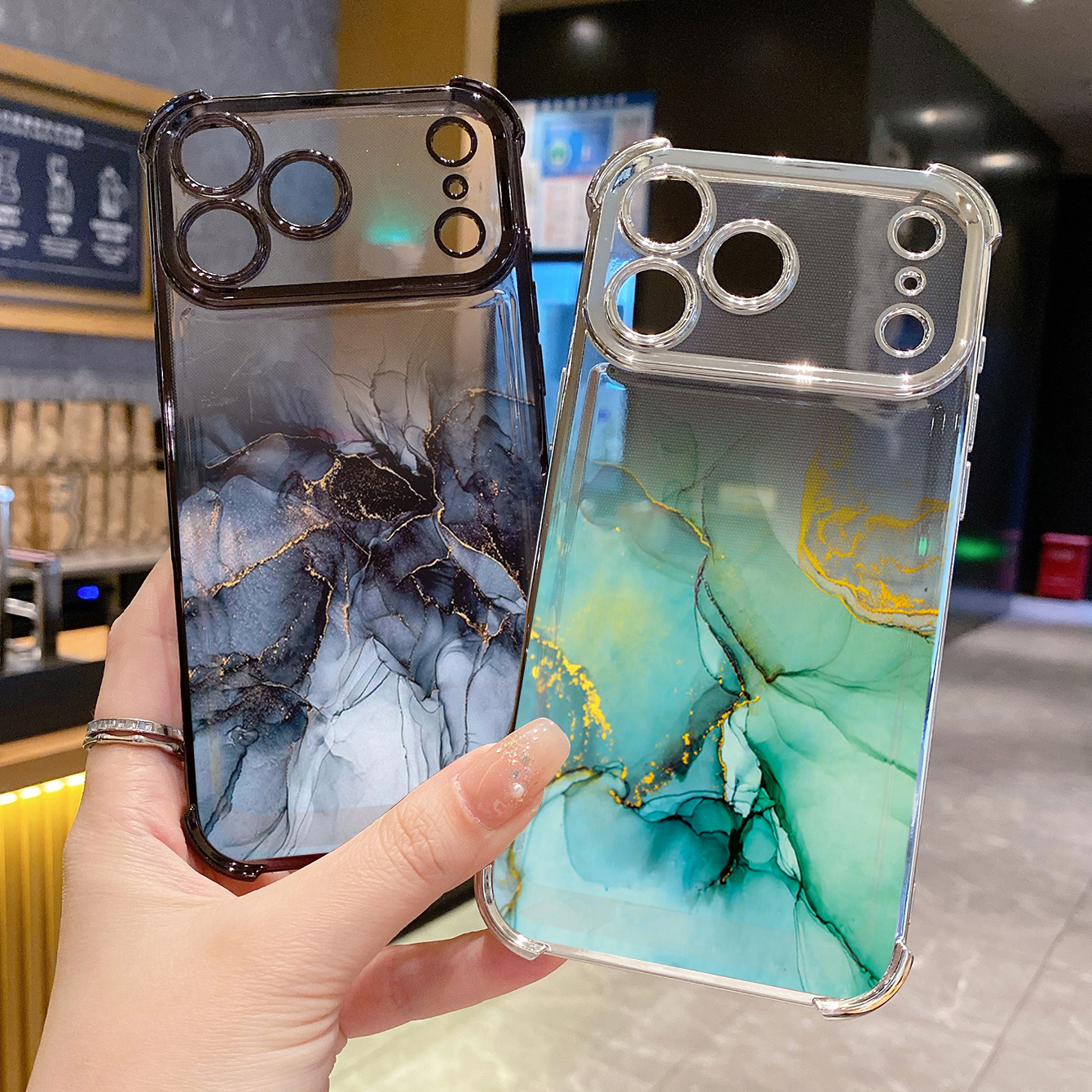 for iPhone 17 Pro Max 16 15 14 Plus Plating Phone Case Shockproof Cover Gradient Painting