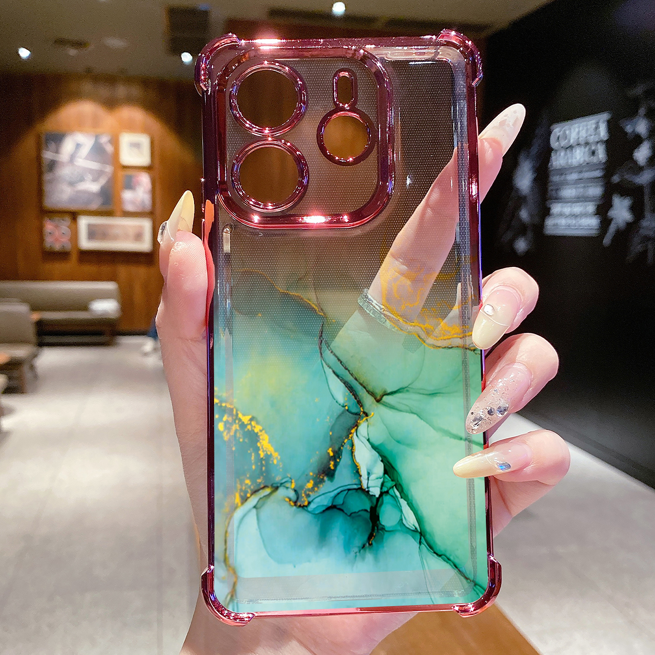 for Redmi Note 14 Pro 14C 13C POCO X7 Plating Phone Case Shockproof Cover Gradient Painting