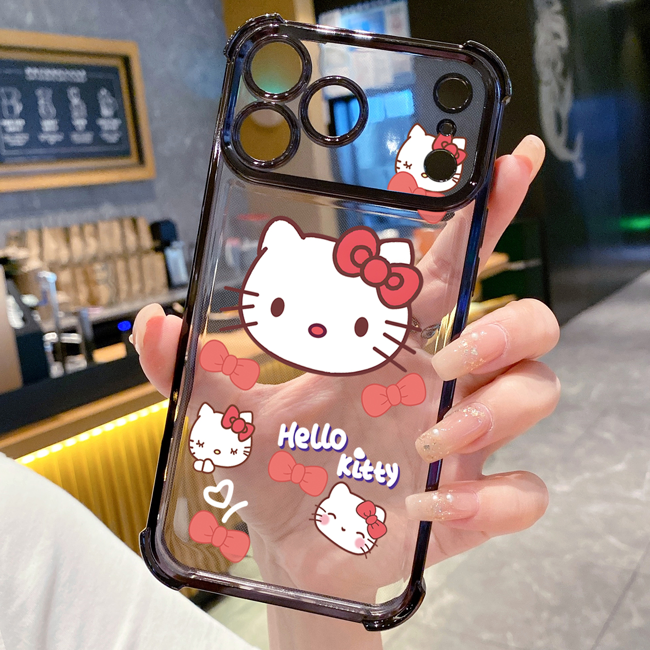 for iPhone 17 Pro Max 16 15 14 Plus Plating Phone Case Shockproof Cover Cute HelloKitty