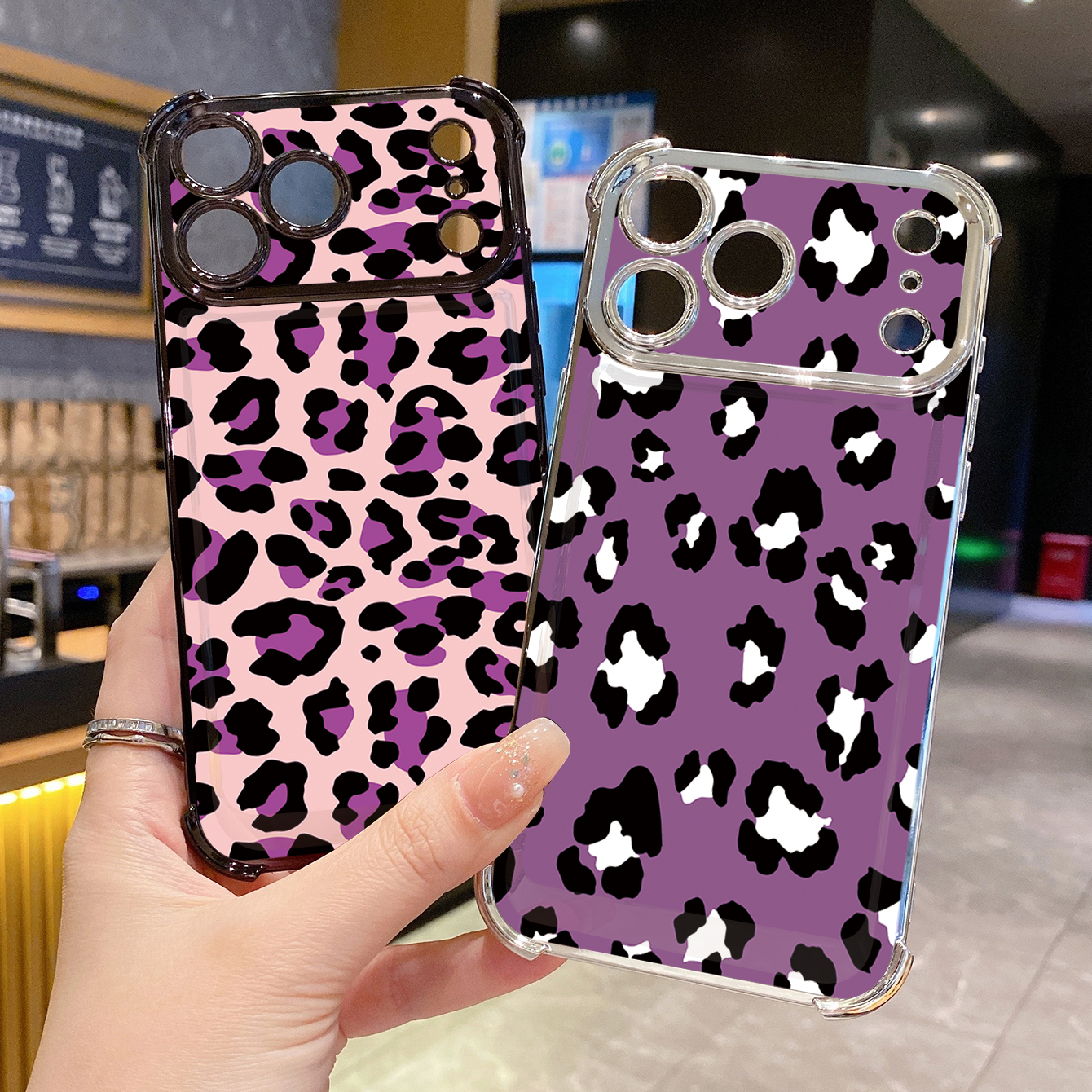 for iPhone 17 Pro Max 16 15 14 Plus Plating Phone Case Shockproof Cover Leopard